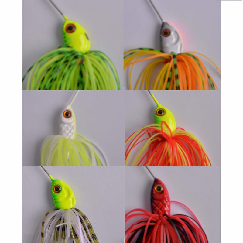 Shaddock Fishing Bass Fishing Spinner Bait Kits - Hard Metal Spinnerbait Jigs Multicolor Buzzbait Swimbaits Silicon Skirt Swim Jigs for Trout Pike Salmon Walleye Freshwater Saltwater (6pcs) - Image 5